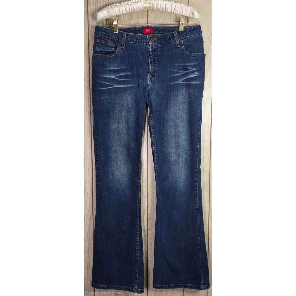 Mossimo Bootcut Jeans Womens 11 Medium Wash Stretch Denim Mid Rise Whiskered